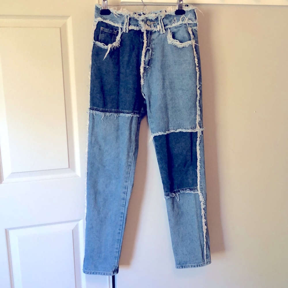 Vintage Y2K Rough-Edged Patchwork Mom Jeans  size S